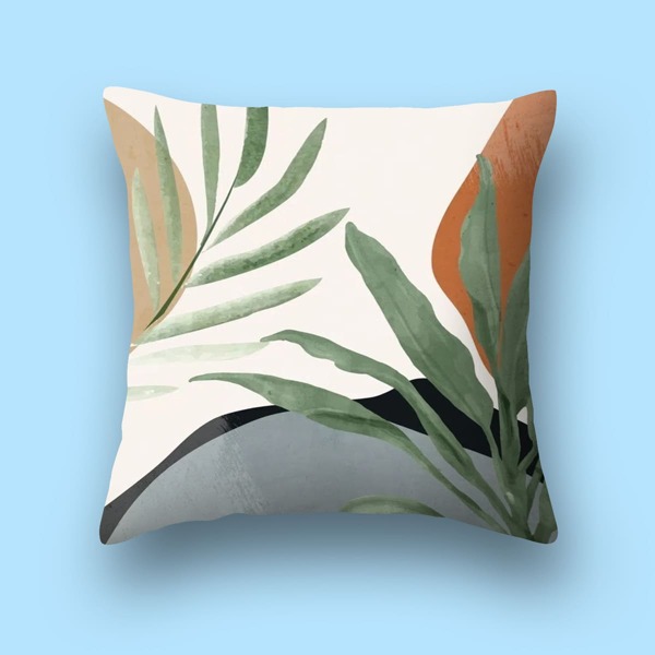 

Leaf Print Cushion Cover Without Filler, Multicolor