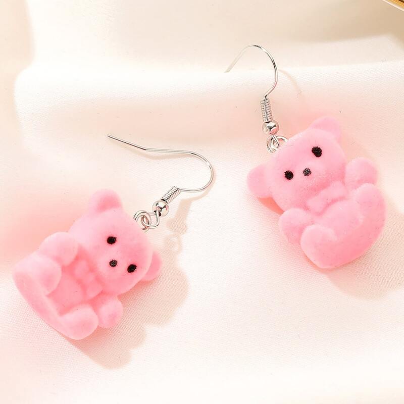 

Bear Drop Earrings, Pink