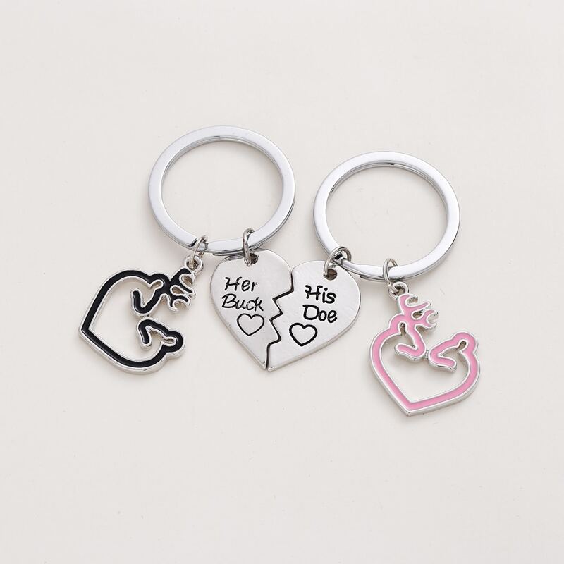 

2pcs Heart Charm Keychain, Multicolor