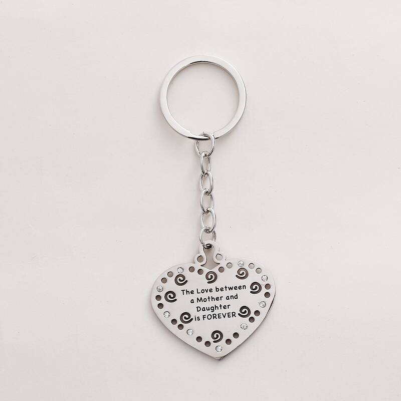 

Stainless Steel Heart Charm Keychain, Silver
