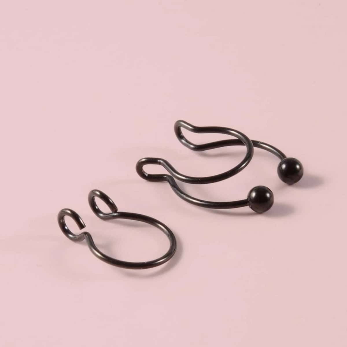 

2pcs Solid Nose Ring, Black