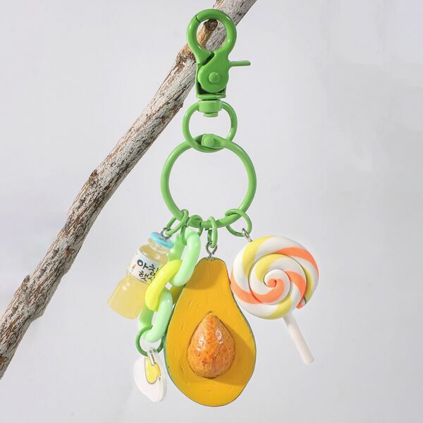 

Avocado Charm Keychain, Multicolor
