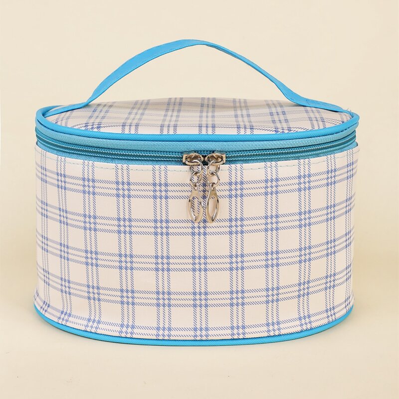 

Plaid Pattern Makeup Bag, Blue
