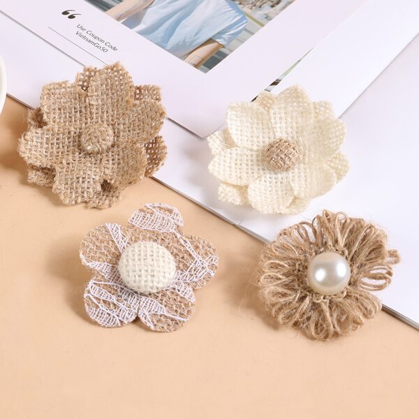 

4pcs Toddler Girls Flower Decor Hair Clip, Multicolor