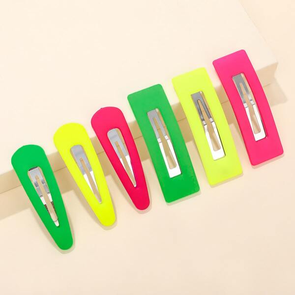 

6pcs Simple Snap Clip, Multicolor
