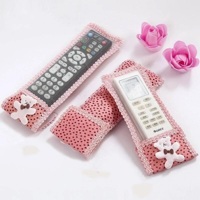 

3pcs Bear Decor Remote Control Cover, Pink