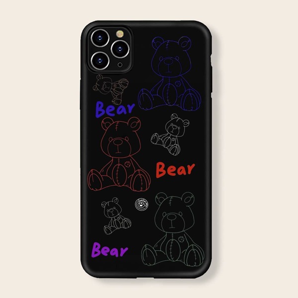 

Cartoon Bear Phone Case, Black