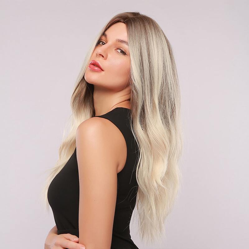 

Natural Ombre Long Curly Wig, Black and white
