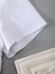 INAWLY 側抽繩短款T恤 - 白色 - 查看 4