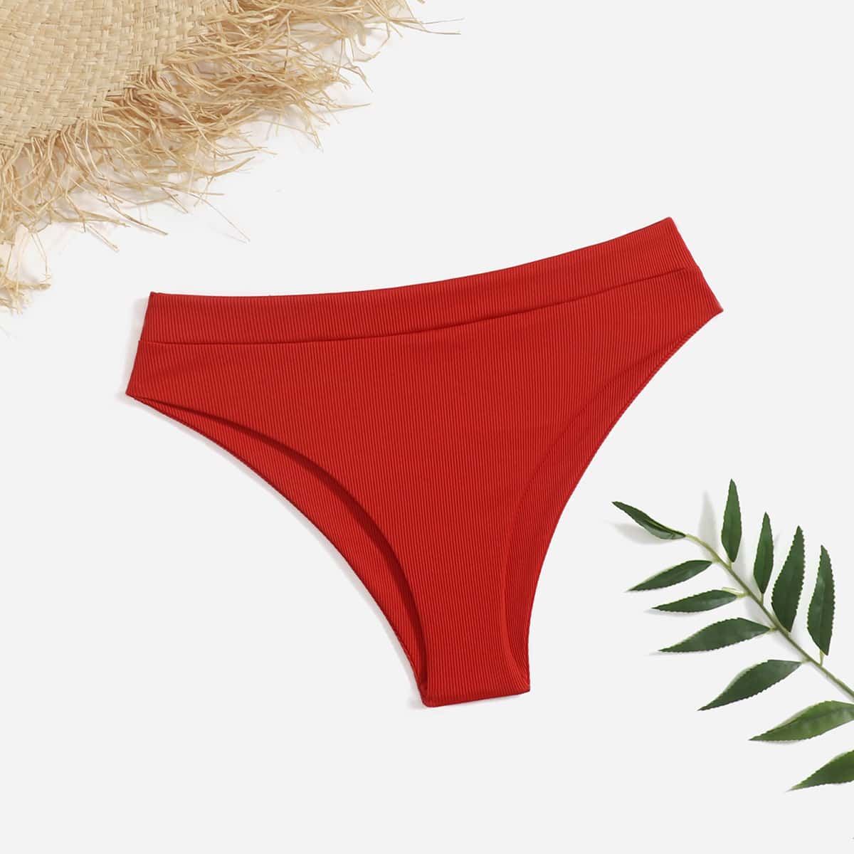 

Solid Rib Bikini Panty, Red