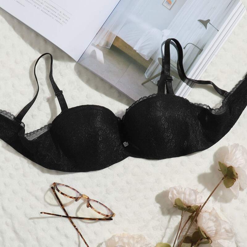 

Solid Lace Bra, Black