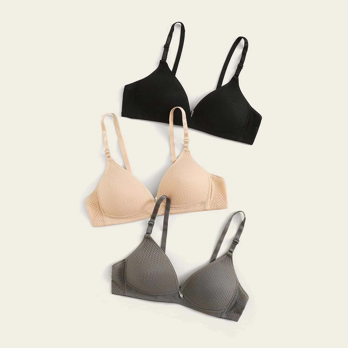 

Adjustable Strap Bra Set 3pack, Multicolor