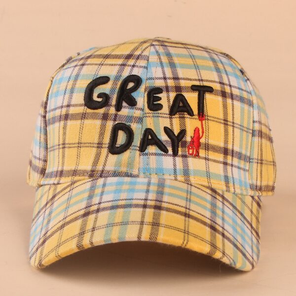 

Kids Letter Embroidered Plaid Baseball Cap, Multicolor