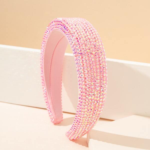

Rhinestone Decor Wide Headband, Watermelon pink