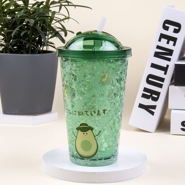 

Cartoon Avocado Print Tumbler, Green