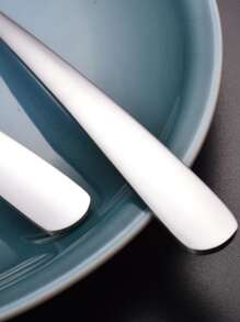 1pc Slogan Thiết kế Thìa thép không gỉ - Bạc - Xem 3