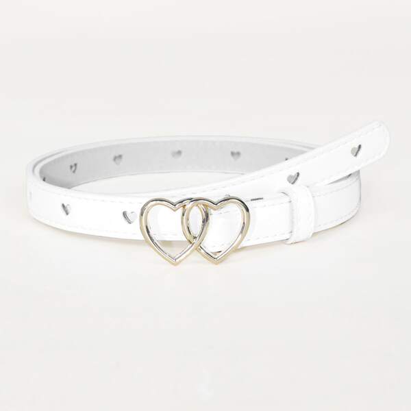 

Kids Heart Buckle Belt, White