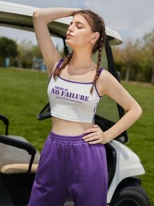 SHEIN Unity Camiseta de tirantes casual de vacaciones con estampado para mujer - Blanco - Ver 4