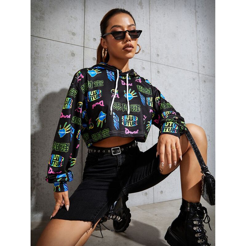 

Letter & Figure Graphic Hoodie, Multicolor