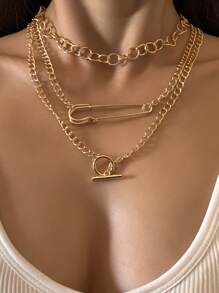 3 piezas Collar de cadena - Amarillo Oro - Ver 1