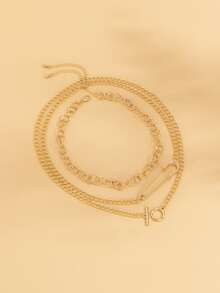3 piezas Collar de cadena - Amarillo Oro - Ver 4