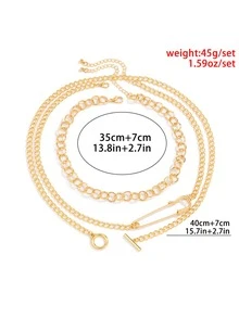 3 piezas Collar de cadena - Amarillo Oro - Ver 5