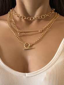 3 piezas Collar de cadena - Amarillo Oro - Ver 7