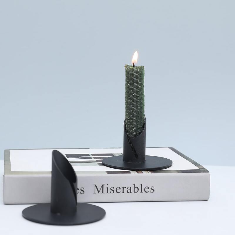 

2pcs Iron Candle Holder, Black
