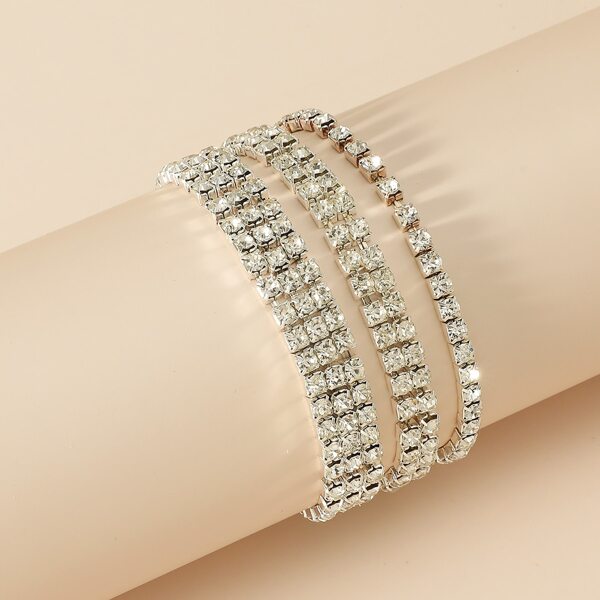 

3pcs Girls Rhinestone Decor Bracelet, Silver