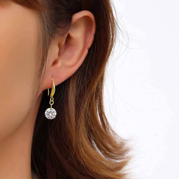 

Zircon Drop Earrings, Gold