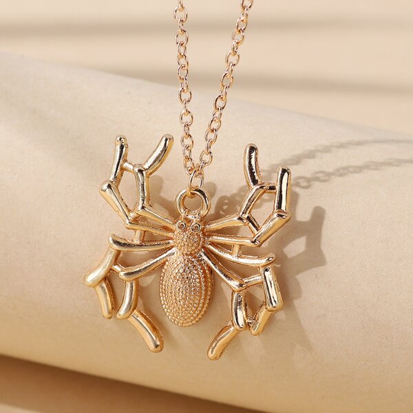 

Spider Charm Necklace, Gold