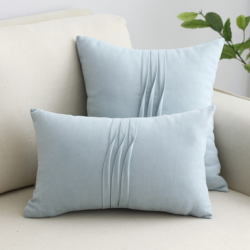 

1pc Plain Pleated Cushion Cover Without Filler, Baby blue