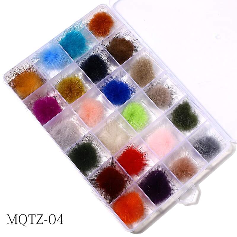 

24pcs Fluffy Ball Nail Art Decoration, Multicolor