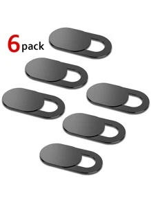 6pcs WebCam Cover Compatible With Phone & PC Lens - Black - View 3