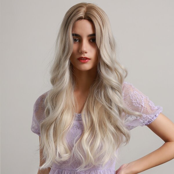

Natural Ombre Long Curly Wig, Silver