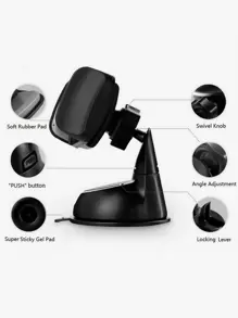 360 Degree Car Suction Cup Mobile Phone Holder - Black - View 7