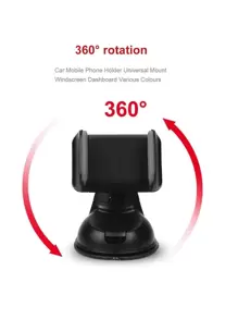 360 Degree Car Suction Cup Mobile Phone Holder - Black - View 8