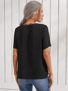 SHEIN Lace Trim Top - Black - View 2