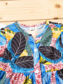 Baby Girl Tropical Print Smock Dress - Multicolor - View 3