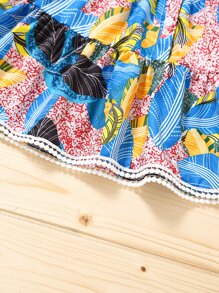 Baby Girl Tropical Print Smock Dress - Multicolor - View 6