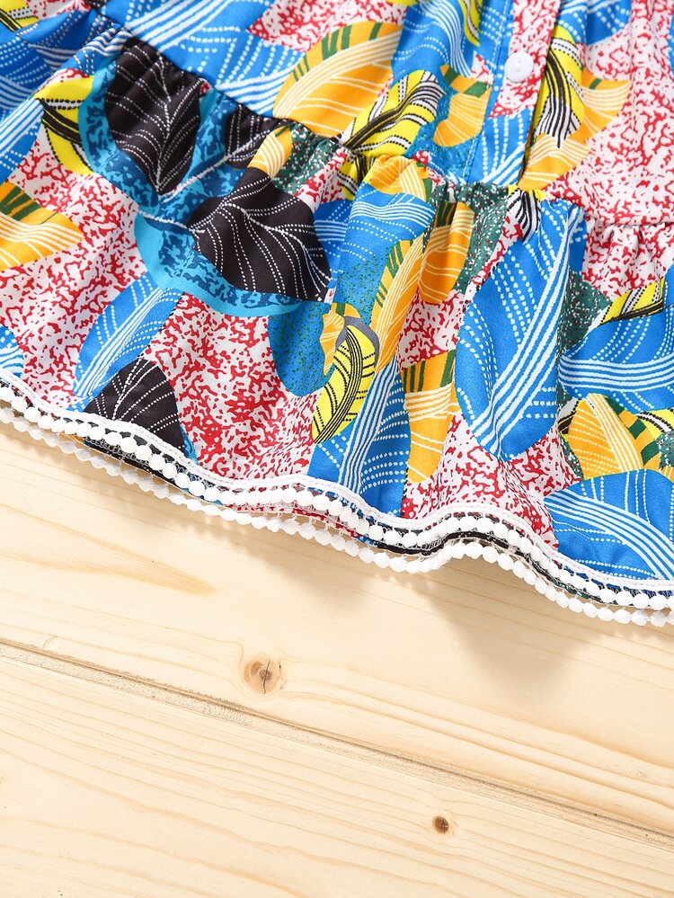 女嬰熱帶圖案娃娃裙 - 彩色 - 查看 6