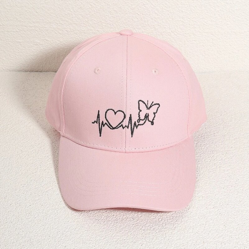

Butterfly Embroidery Baseball Cap, Pink