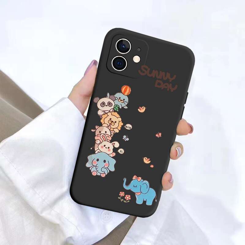 

Cartoon Print Phone Case, Black