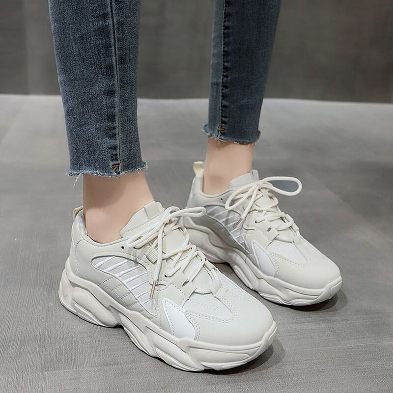 

Lace Up Front Chunky Sneakers, Beige