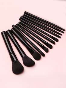 Set de 12 brochas de maquillaje, set de brochas, kit de brochas de maquillaje, set de brochas de maquillaje, set de maquillaje completo, set de brochas de maquillaje, kit de maquillaje completo, set de brochas, set de brochas de maquillaje, set de regalo de maquillaje - Negro - Ver 1