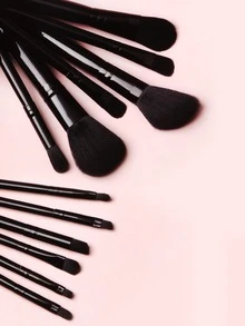 Set de 12 brochas de maquillaje, set de brochas, kit de brochas de maquillaje, set de brochas de maquillaje, set de maquillaje completo, set de brochas de maquillaje, kit de maquillaje completo, set de brochas, set de brochas de maquillaje, set de regalo de maquillaje - Negro - Ver 3