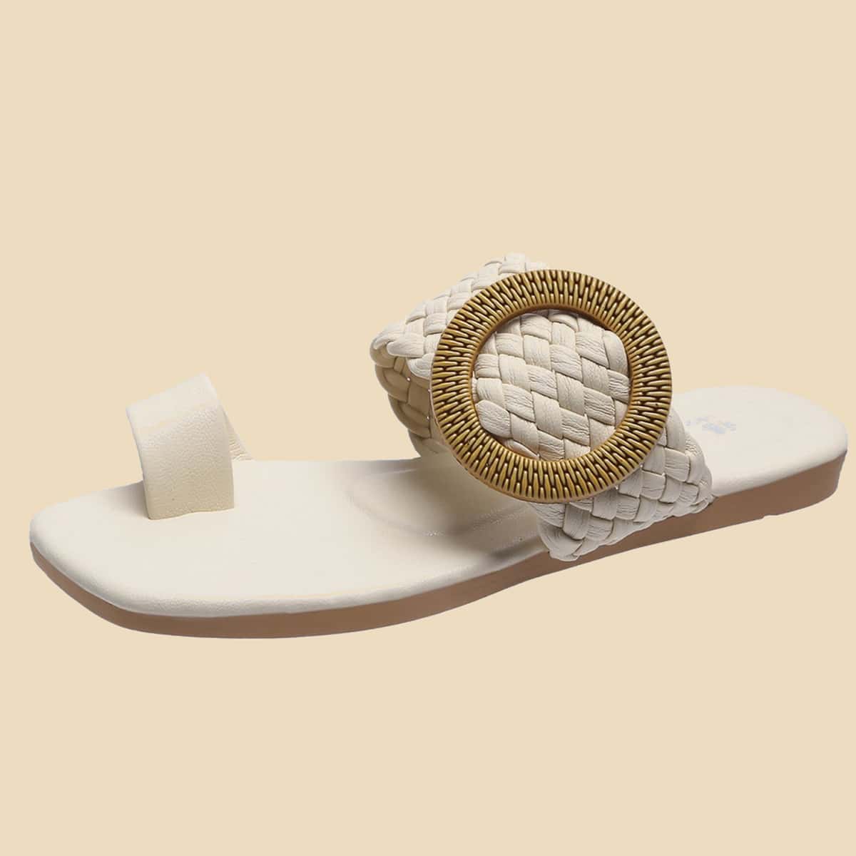 

Braided Thong Sandals, Apricot
