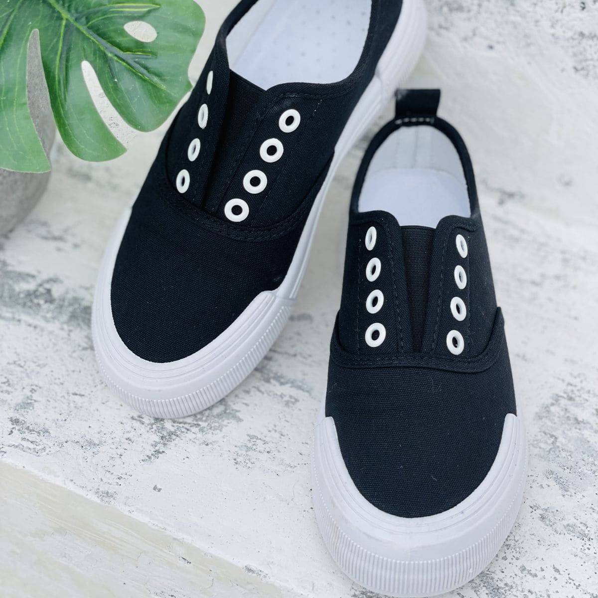 

Slip-On Canvas Sneakers, Black