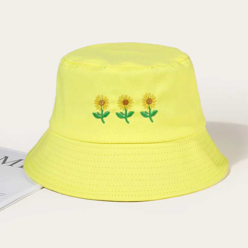 

Flower Embroidery Bucket Hat, Yellow