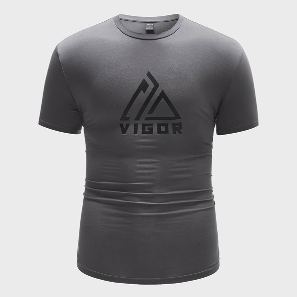 

Men Symbol & Letter Graphic Tee, Dark grey